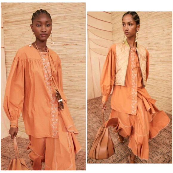 Ulla Johnson Scarlette Tunic Orange Embroidered Size 2 - Picture 1 of 9